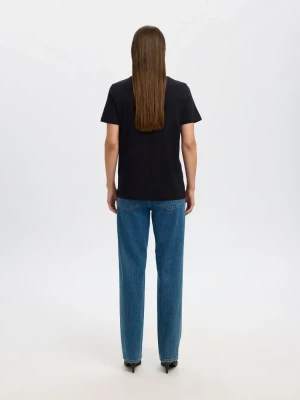 Selected Femme t-paita, SLFMYESSENTIAL SS O-NECK TEE Black