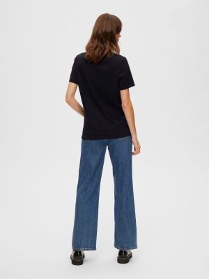 Selected Femme t-paita, SLFMYESSENTIAL SS O-NECK TEE Musta