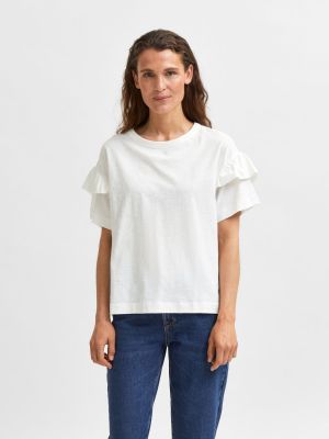 Selected Femme t-paita, SLFRYLIE SS FLORENCE TEE Valkoinen