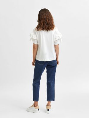 Selected Femme t-paita, SLFRYLIE SS FLORENCE TEE Valkoinen