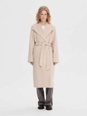 Selected Femme Villakangastakki, SLFROSA WOOL COAT  Luonnonvalkoinen