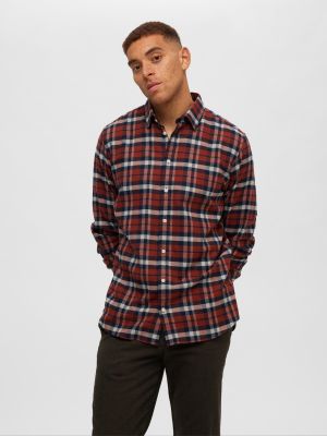 Selected flanelipaita, SLIM OVEN FLANNEL SHIRT Oranssiruutu