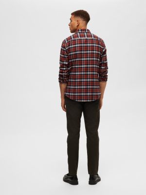 Selected flanelipaita, SLIM OVEN FLANNEL SHIRT Oranssiruutu