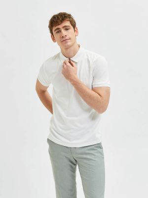 Selected Homme Fave Zip Polo Valkoinen