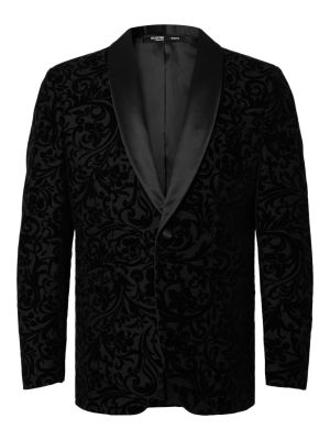 Selected miesten bleiseri, SLIM EDDIE JACQUARD Black Flower Jacquard