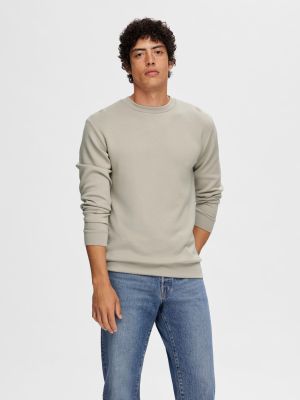 Selected miesten college, MANUEL SOFT CREW NECK Beige