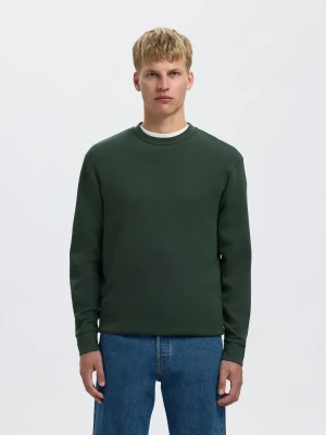 Selected miesten college, MANUEL SOFT CREW NECK Deep Forest