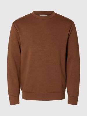 Selected miesten college, MANUEL SOFT CREW NECK Keskiruskea