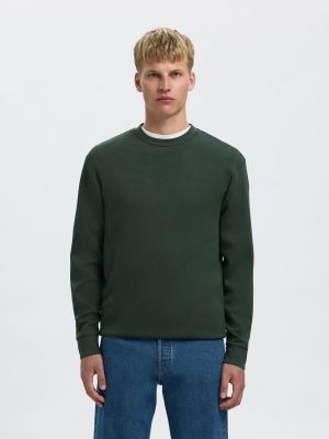 Selected miesten college, MANUEL SOFT CREW NECK Vihreä