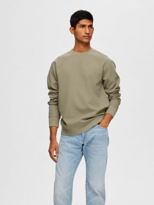 Selected miesten collegepusero, ADAM STRUCTURE CREW NECK Armeijanvihreä