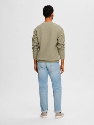 Selected miesten collegepusero, ADAM STRUCTURE CREW NECK Armeijanvihreä