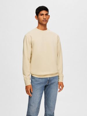 Selected miesten collegepusero, ADAM STRUCTURE CREW NECK Luonnonvalkoinen
