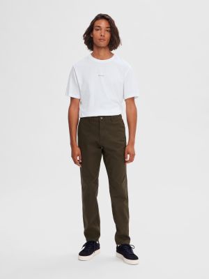 Selected, Miesten Housut, NEW MILES FLEX CHINO NOS Armeijanvihreä
