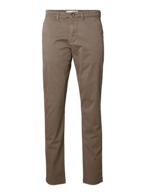 Selected, Miesten Housut, NEW MILES FLEX CHINO NOS Tummanruskea