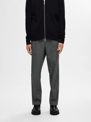 Selected miesten housut, REG TAPRED LEROY PLEAT Dark Grey Checks