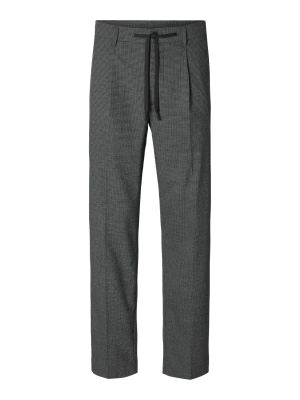 Selected miesten housut, REG TAPRED LEROY PLEAT Dark Grey Checks