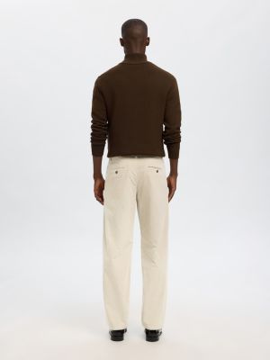 Selected Miesten Housut, STRAIGHT MILES CORD PANT NOS Luonnonvalkoinen