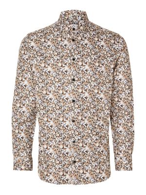 Selected Miesten Kauluspaita Ethan Aop Shirt Nos  Ruskea Kuosi