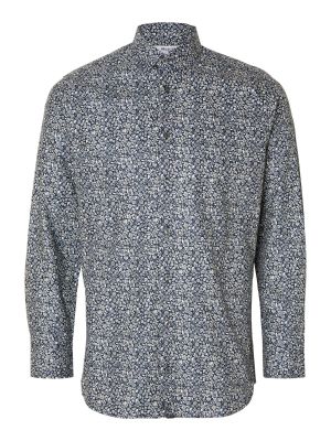 Selected Miesten Kauluspaita Ethan Aop Shirt Nos  Sininen Kuosi