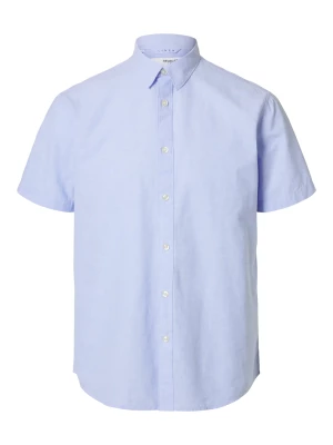 Selected Miesten Kauluspaita NEW LINEN SHIRT Sininen