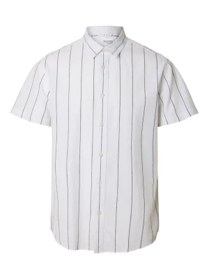 Selected Miesten Kauluspaita NEW LINEN SHIRT Valkoinen