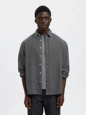 Selected miesten kauluspaita, REG NOAH BRUSHED TWIST SHIRT Tummanharmaa