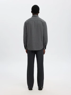 Selected miesten kauluspaita, REG NOAH BRUSHED TWIST SHIRT Tummanharmaa