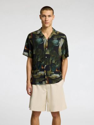 Selected miesten kauluspaita, RELAX VERO SHIRT AOP Vihreä Kuosi