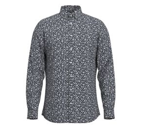 Selected Miesten Kauluspaita, SLIM PERFORMANCE AOP SHIRT Tummansininen