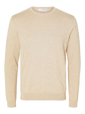 Selected Miesten Neule BERG CREW NECK  Vaalea Beige