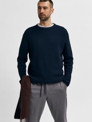 Selected Miesten Neule, Rock LS Knit NOS Tummansininen
