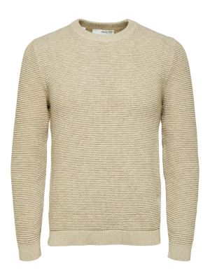 Selected Miesten Neule, Vince Bubble Crew Vaalea Beige