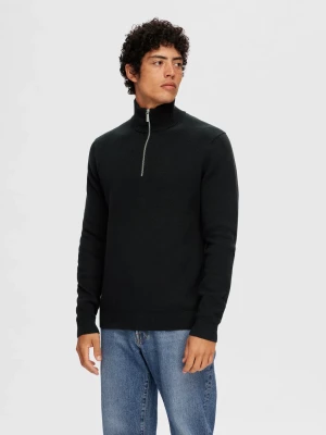Selected Miesten Neulepusero, DANE LS KNIT STRUCTURE HALF ZIP Black