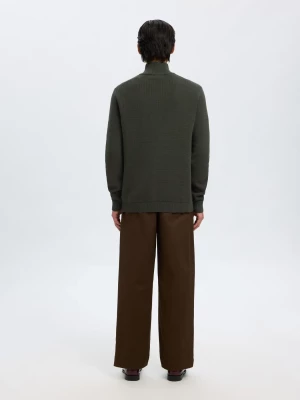 Selected Miesten Neulepusero, DANE LS KNIT STRUCTURE HALF ZIP Deep Forest