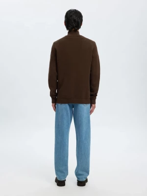 Selected Miesten Neulepusero, DANE LS KNIT STRUCTURE HALF ZIP Demitasse