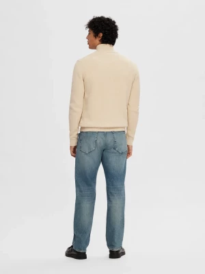 Selected Miesten Neulepusero, DANE LS KNIT STRUCTURE HALF ZIP Oatmeal