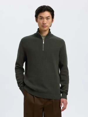 Selected Miesten Neulepusero, DANE LS KNIT STRUCTURE HALF ZIP Vihreä