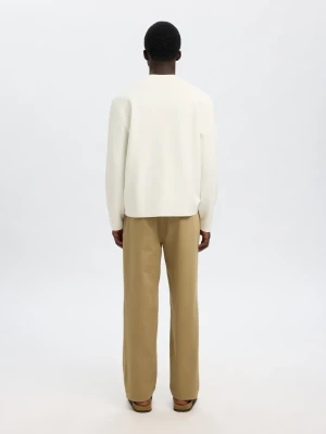 Selected miesten neulepusero, MIKE LS KNIT RELAXED MOCK NECK Egret