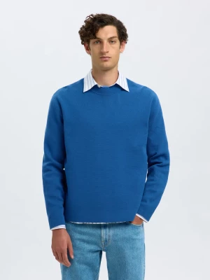 Selected miesten neulepusero, MIKE LS KNIT RELAXED MOCK NECK Set Sail