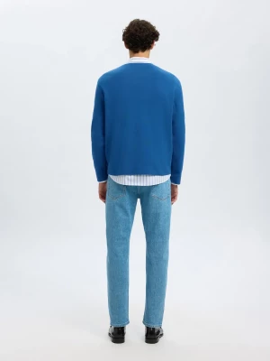Selected miesten neulepusero, MIKE LS KNIT RELAXED MOCK NECK Set Sail