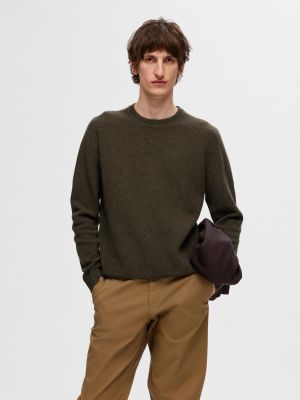 Selected Miesten Neulepusero, ROSS LS KNIT STRUCTURE NOS ORGANIC COTTO Armeijanvihreä
