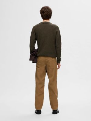 Selected Miesten Neulepusero, ROSS LS KNIT STRUCTURE NOS ORGANIC COTTO Armeijanvihreä