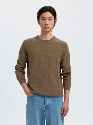 Selected Miesten Neulepusero, ROSS LS KNIT STRUCTURE NOS ORGANIC COTTO Demitasse Melange