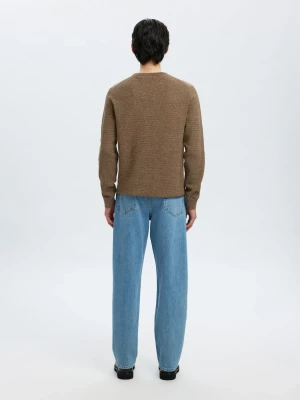 Selected Miesten Neulepusero, ROSS LS KNIT STRUCTURE NOS ORGANIC COTTO Demitasse Melange
