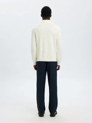 Selected miesten neulepusero, TREVOR LS KNIT STRUCTURE ROLL NECK Luonnonvalkoinen