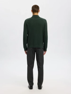 Selected miesten neulepusero, TREVOR LS KNIT STRUCTURE ROLL NECK Vihreä