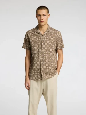 Selected Miesten Paita NEW LINEN SHIRT RESORT Ruskea Kuosi