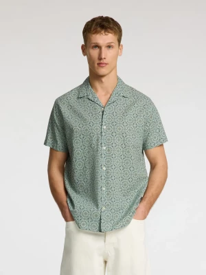 Selected Miesten Paita NEW LINEN SHIRT RESORT Vihreä Kuosi