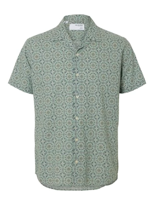 Selected Miesten Paita NEW LINEN SHIRT RESORT Vihreä Kuosi