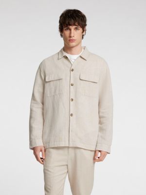 Selected miesten paitatakki, LEROY SUN OVERSHIRT Beige